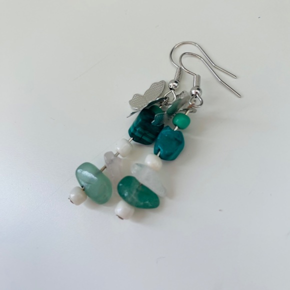 Green malachite butterfly earrings - Picture 2 of 3